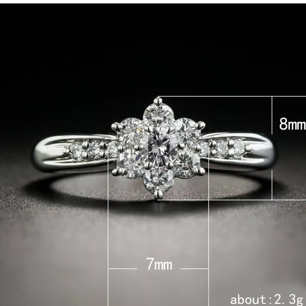 Flower Ring 925 Silver Jewelry White Sapphire - Picture 3 of 3